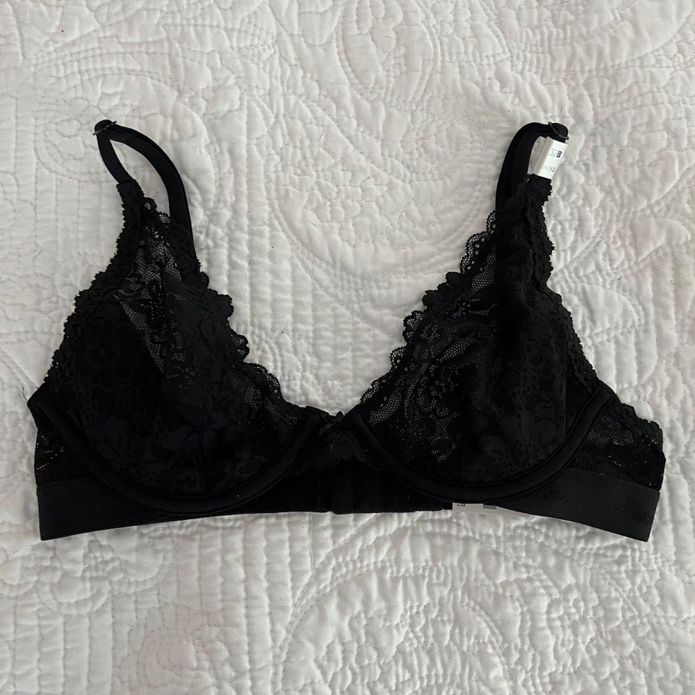 PINK Victoria's Secret Black Lace Underwire Demi Bra